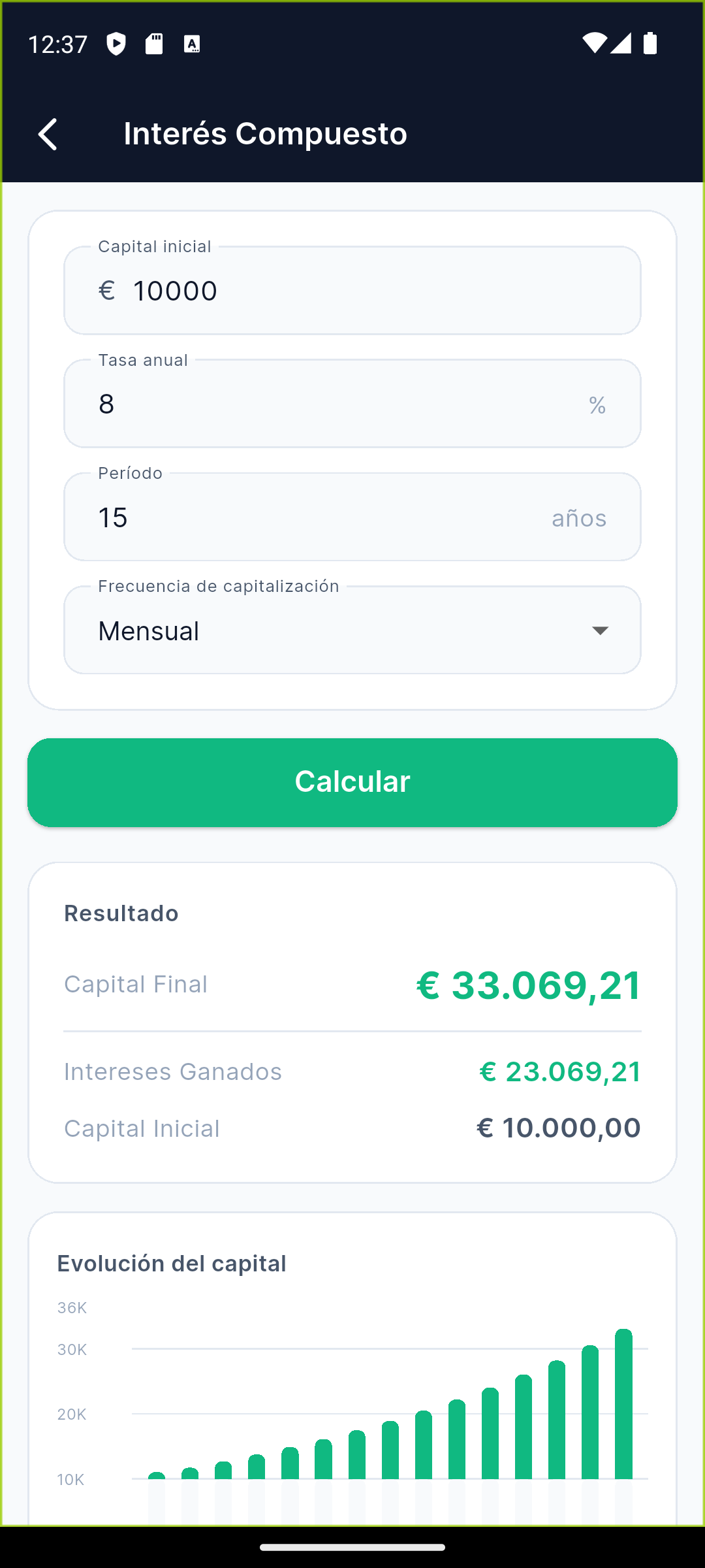 Calculadora de interés compuesto en Interés+